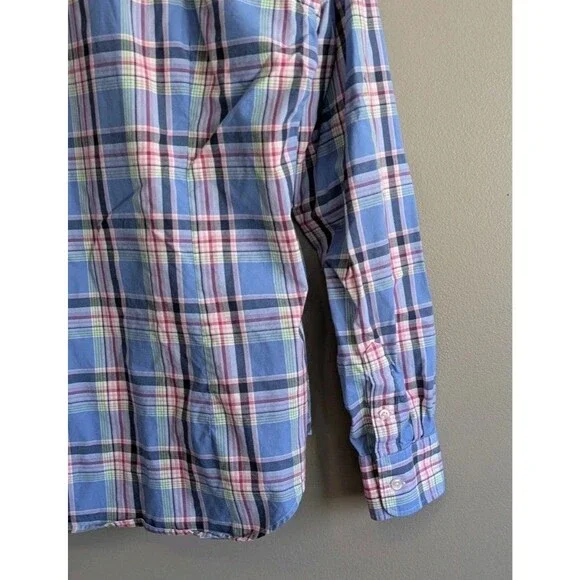 Ralph Lauren Women's Blue Pink Plaid Button-Down Shirt - Picture 4 of 5